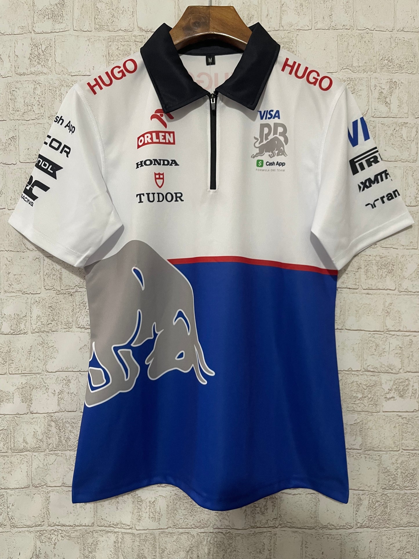 Red Bull Racing Team Polo Shirt – White & Blue (S–5XL, Unisex)