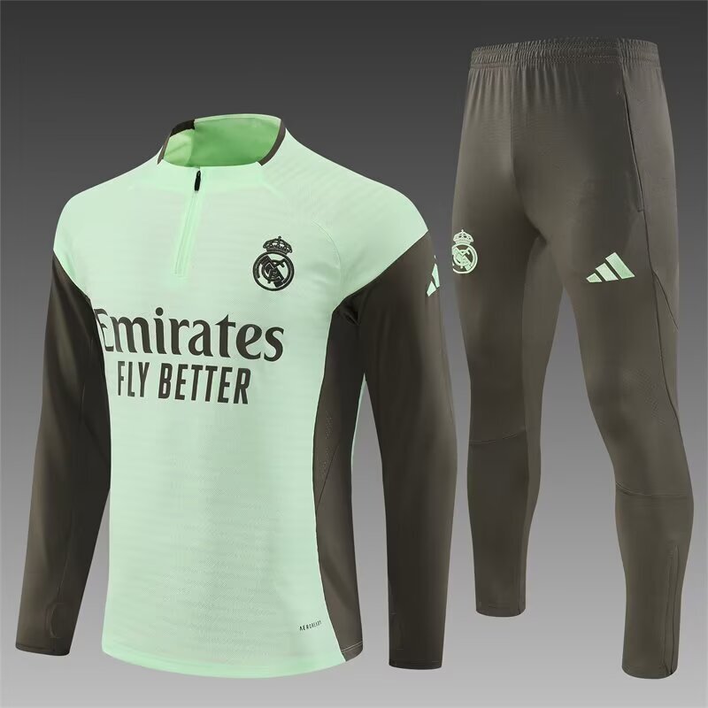 Real Madrid Light Green Half Pull Training Suit S-XXL