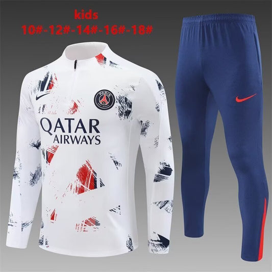 Paris Saint-Germain Kids Training Suit – White & Blue/Red Accents