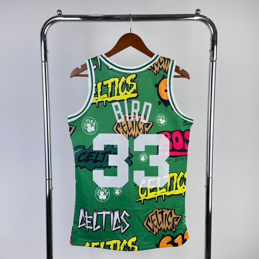 MN Heat Pressed Retro NBA Jersey: SW Celtics 85/86 Season Camo 33 # BIRD