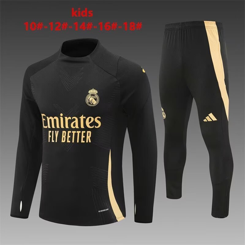 Real Madrid Kids Training Suit – Black & Gold Edition