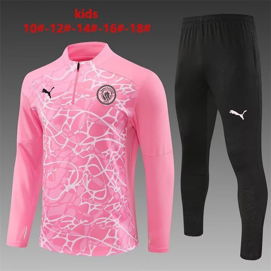 Manchester City 25/26 Kids Training Suit – Pink & Black
