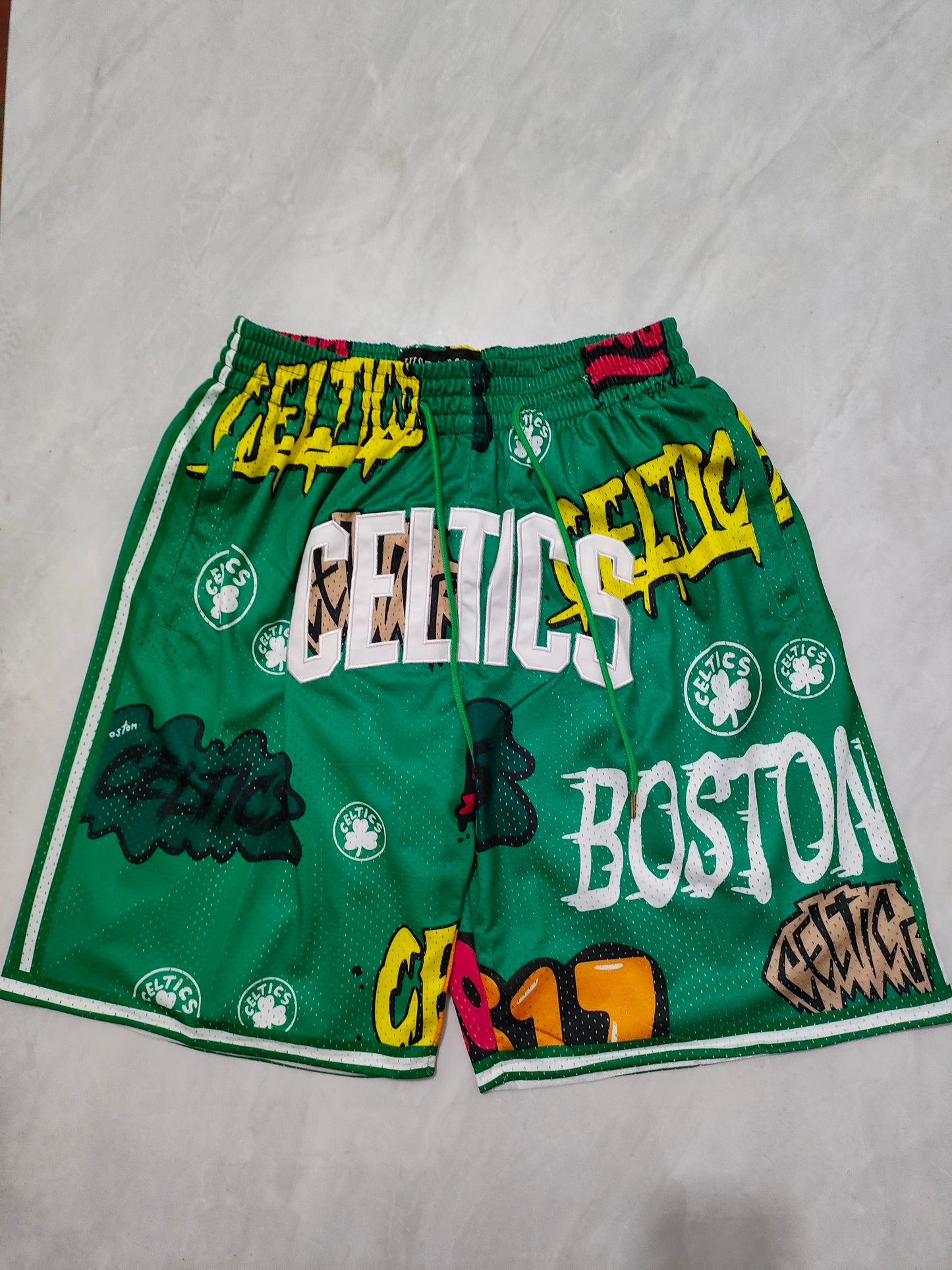 NBA Celtics Green Graffiti Pocket Shorts S-XXL