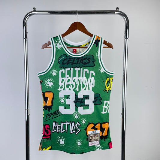 MN Heat Pressed Retro NBA Jersey: SW Celtics 85/86 Season Camo 33 # BIRD