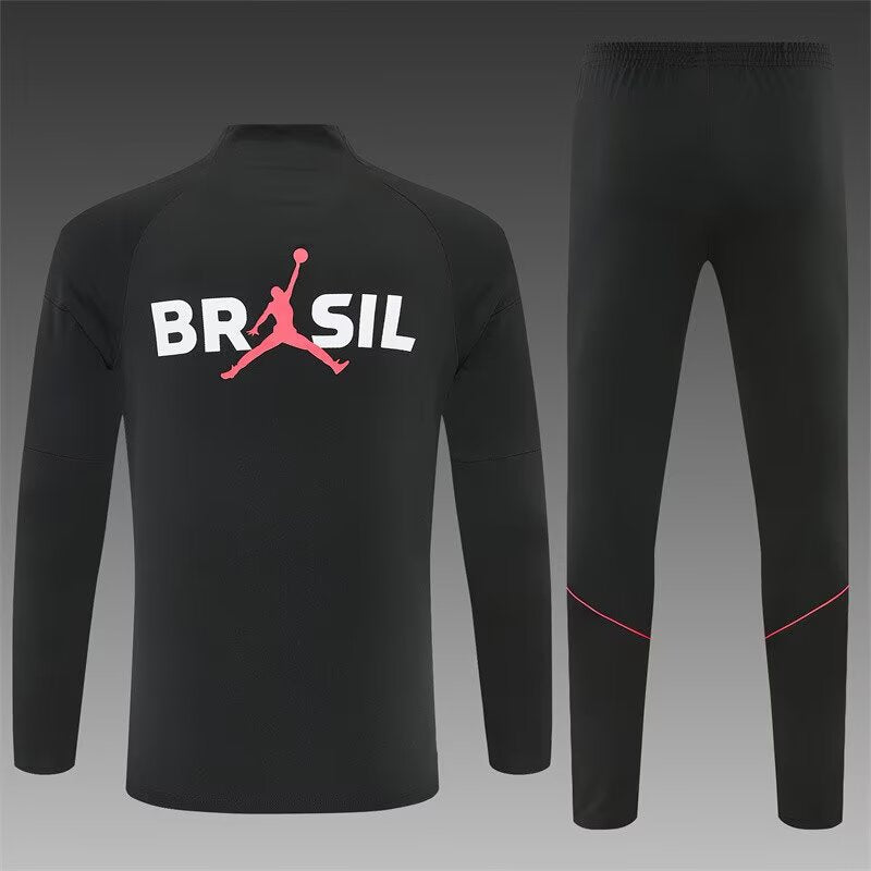 2026/27 Jordan Brazil Black Orange Half Pull Training Suit