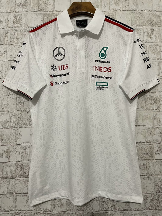 Mercedes AMG Petronas F1 2024 Team Polo Shirt – White Edition (S–5XL)