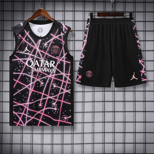 25/26 PSG Kids Training Vest Suit – Black & Pink Edition