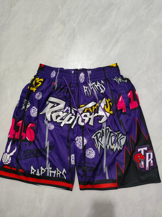 NBA Raptors Purple Graffiti Pocket Shorts S-XXL