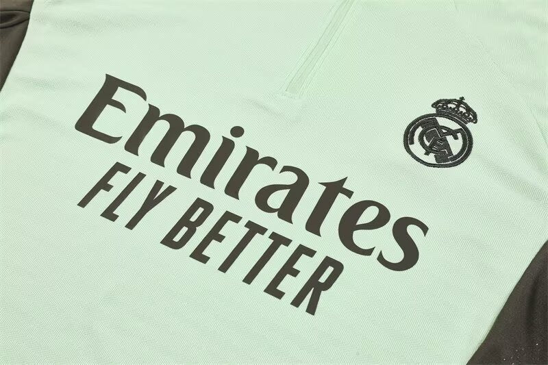 Real Madrid Light Green Half Pull Training Suit S-XXL