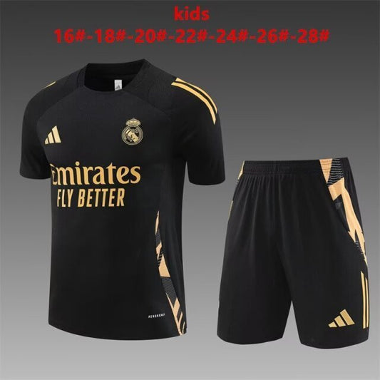 Kids Real Madrid Training Set – Black/Gold (16–28)