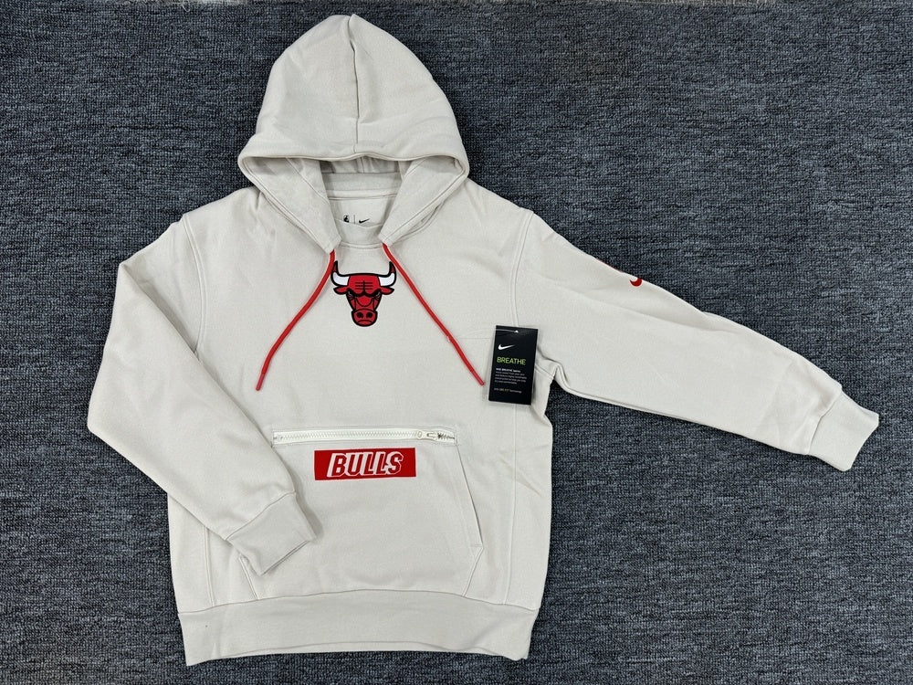 Kids # NBA Bulls Zipper Hoodie Off White