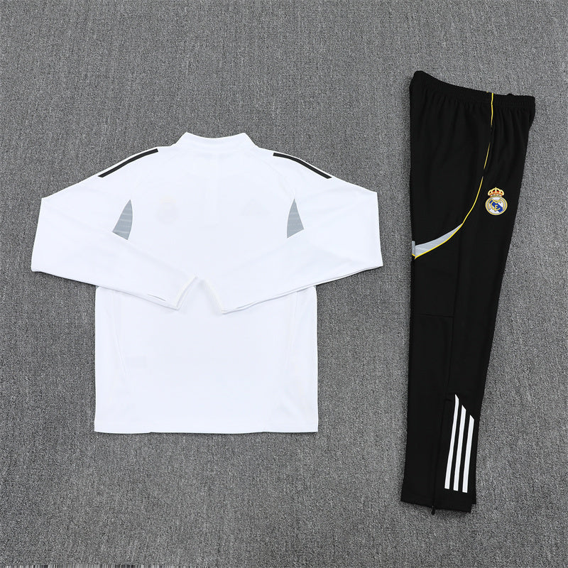 2025/26 Real Madrid White Half Pull Training Suit (Adults&Kids)