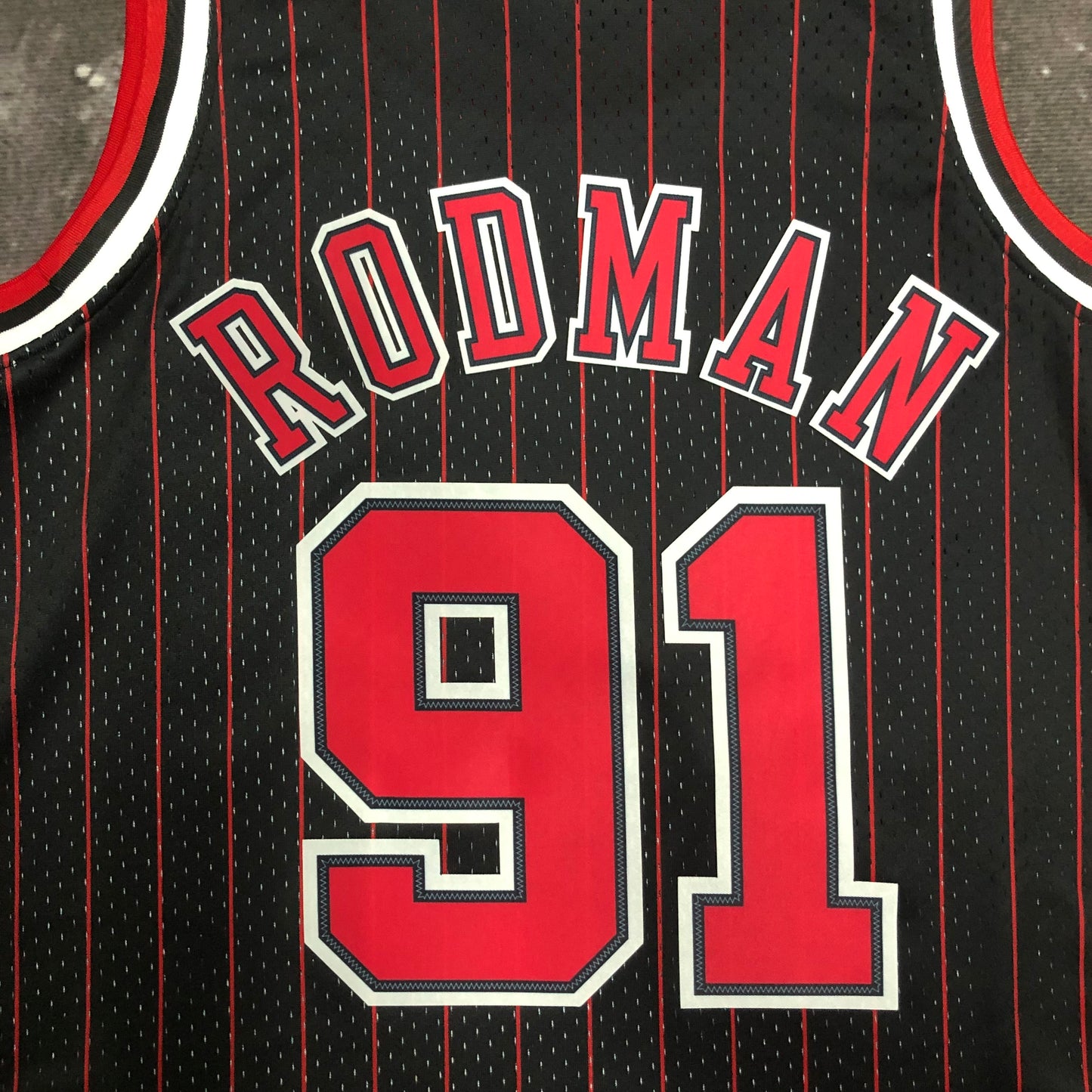 MN hot-pressed vintage jersey: SW Bulls 96 Black Stripe 91 Rodman