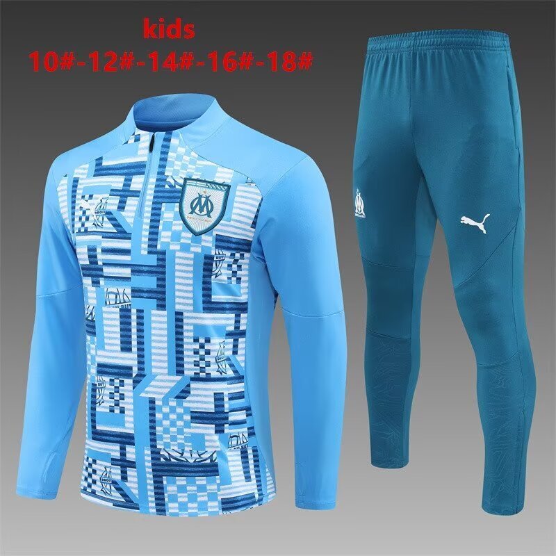 Olympique Marseille Kids Training Suit – Blue Pattern