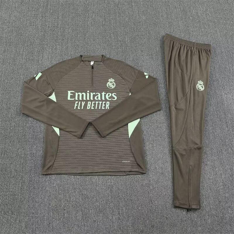 Real Madrid Khaki Half Pull Training Suit S-XXL