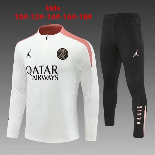 Paris Saint-Germain 25/26 Kids Training Suit – White & Black with Pink Details