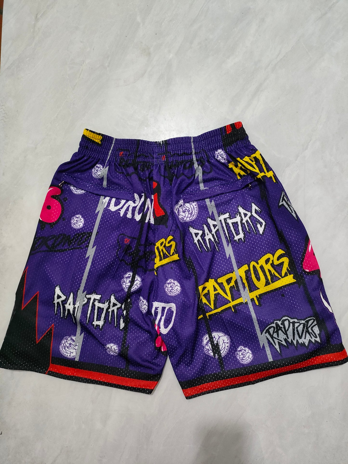NBA Raptors Purple Graffiti Pocket Shorts S-XXL