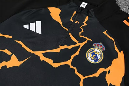 2025/26 Real Madrid Black Orange Half Pull Training Suit S-XXL