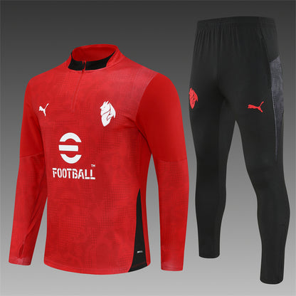 2025/26 AC Milan Red Half Pull Training Suit (Adults&Kids)