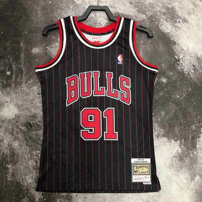 MN hot-pressed vintage jersey: SW Bulls 96 Black Stripe 91 Rodman