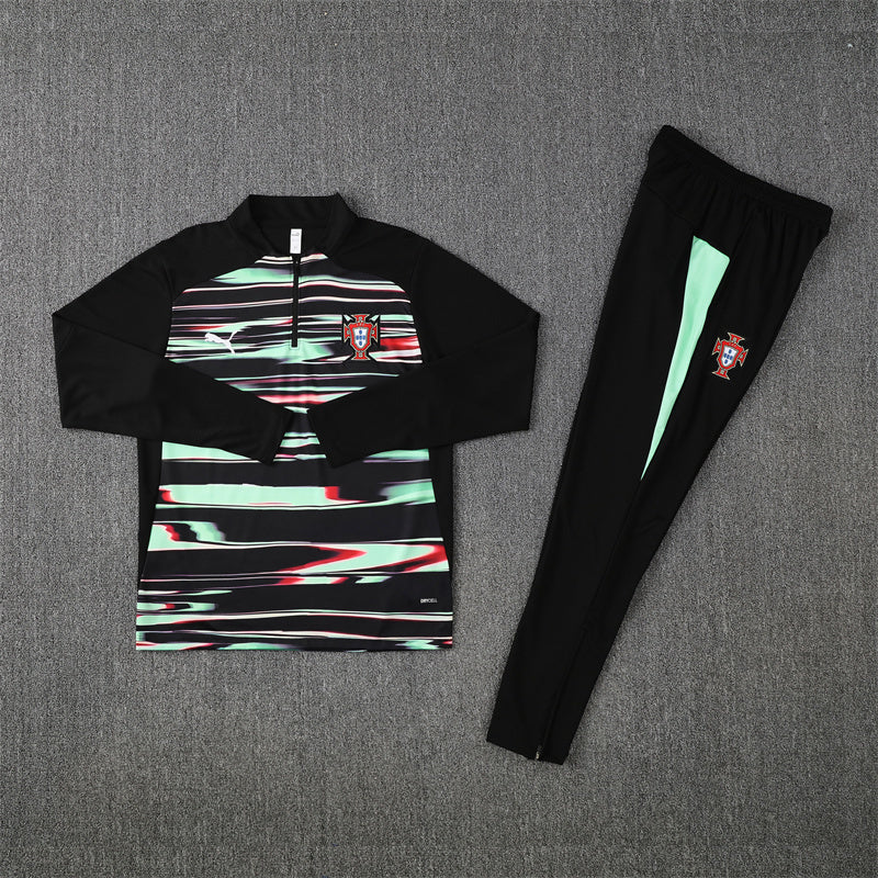 2025/26 Portugal Green Black Half Pull Training Suit (Adults&Kids)