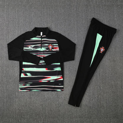 2025/26 Portugal Green Black Half Pull Training Suit (Adults&Kids)