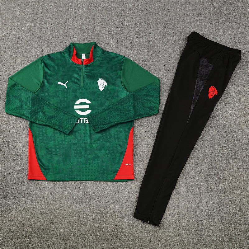 2025/26 AC Milan Green Half Pull Training Suit (Adults&Kids)