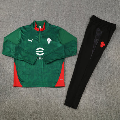 2025/26 AC Milan Green Half Pull Training Suit (Adults&Kids)