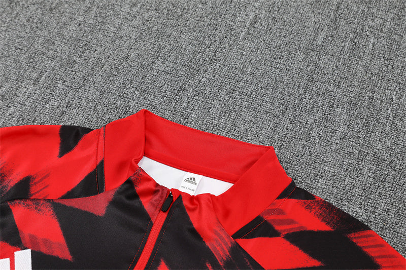 2025/26 Manchester United Red Black Half Pull Training Suit (Adults&Kids)