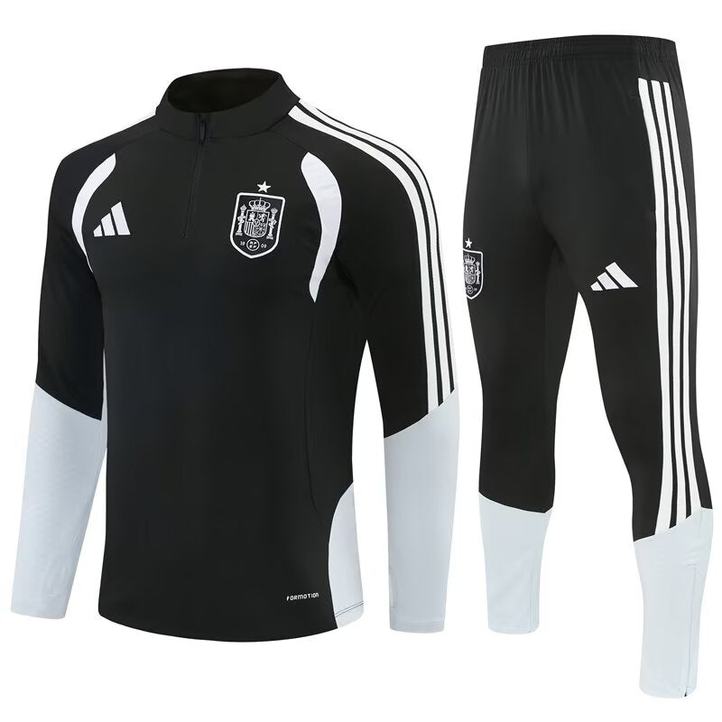 2026/27 Spain Black Half Pull Training Suit front