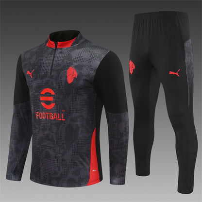 2025/26 AC Milan Black Half Pull Training Suit (Adults&Kids)