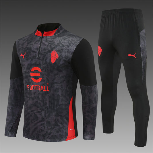 2025/26 AC Milan Black Half Pull Training Suit (Adults&Kids)