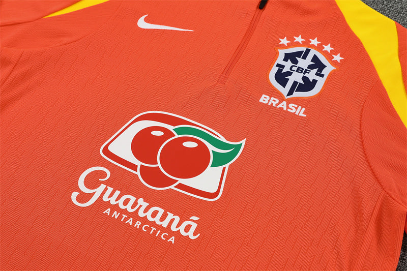 2025/26 Brazil Orange Half Pull Training Suit (Adults&Kids)