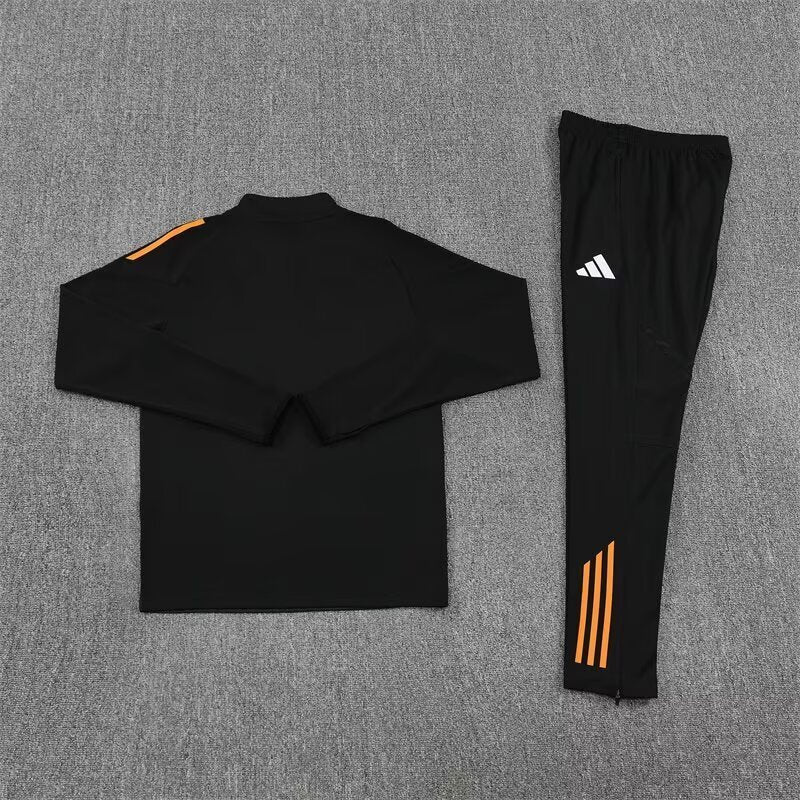 2025/26 Real Madrid Black Orange Half Pull Training Suit S-XXL