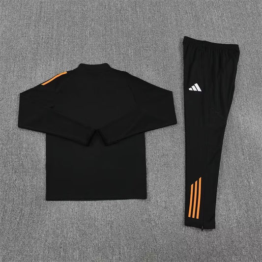 2025/26 Real Madrid Black Orange Half Pull Training Suit S-XXL