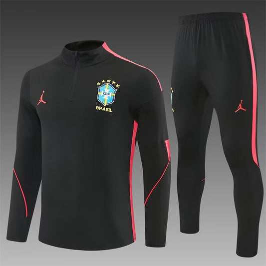 2026/27 Jordan Brazil Black Orange Half Pull Training Suit