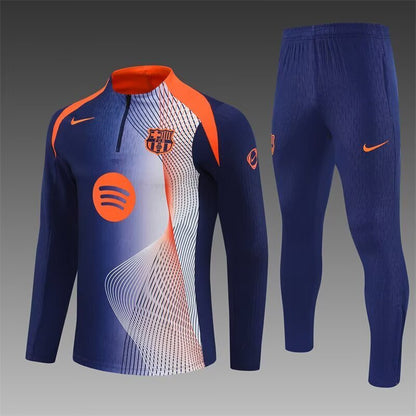 Barcelona Blue Orange Half Pull Training Suit S-XXL