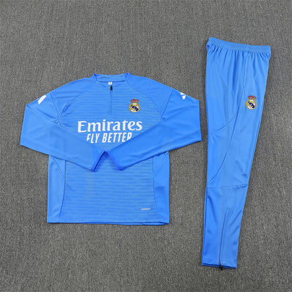 2025/26 Real Madrid Light Blue Half Pull Training Suit (Adults&Kids)