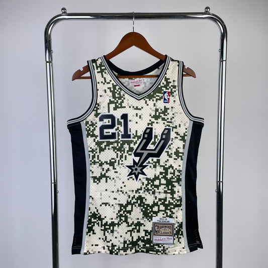 MN Hot Pressed Retro Jersey: SW Spurs 2013/14 Camo 21 # Duncan