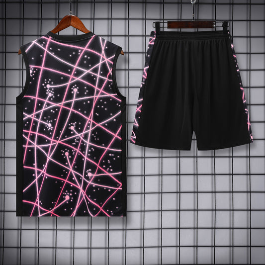 25/26 PSG Kids Training Vest Suit – Black & Pink Edition