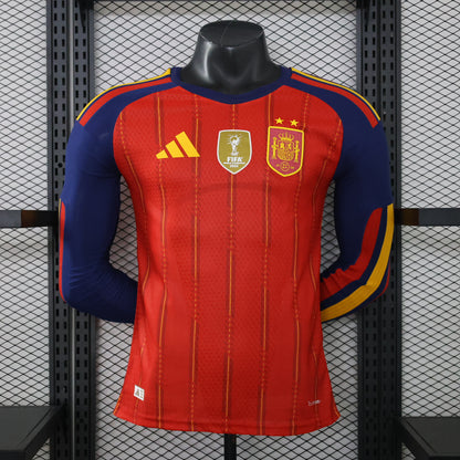 2026 Spain home long sleeved 2-star With World Champions Patch Player version World Cup jersey S-3XL