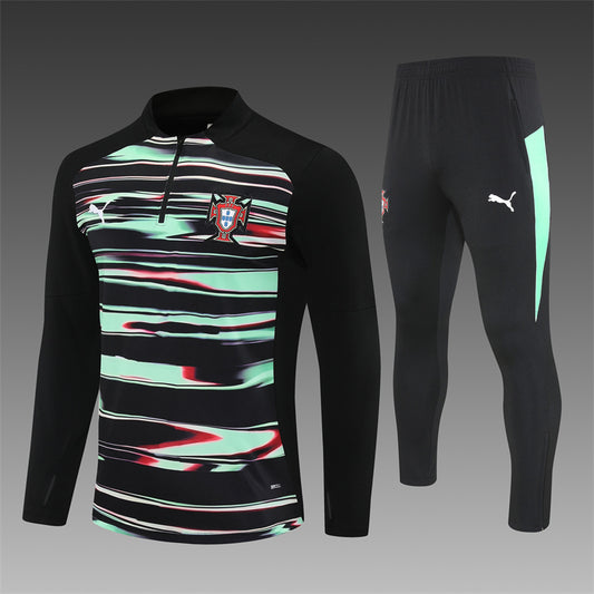 2025/26 Portugal Green Black Half Pull Training Suit (Adults&Kids)