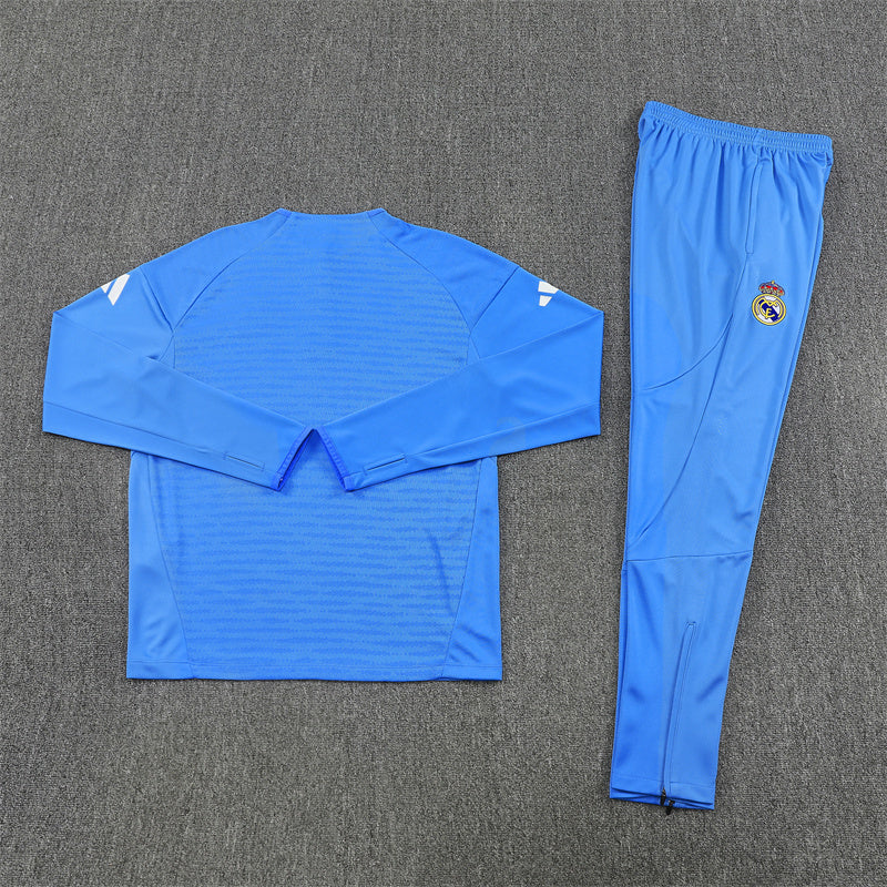 2025/26 Real Madrid Light Blue Half Pull Training Suit (Adults&Kids)