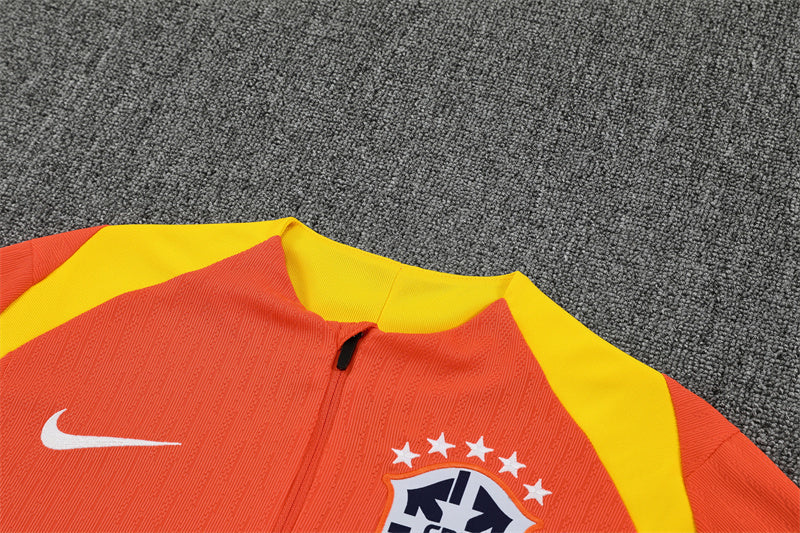 2025/26 Brazil Orange Half Pull Training Suit (Adults&Kids)