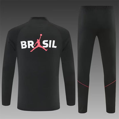 2026/27 Jordan Brazil Black Orange Half Pull Training Suit