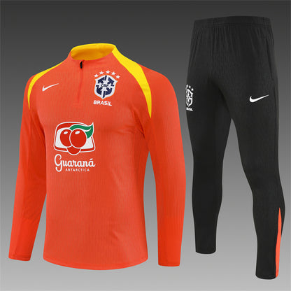 2025/26 Brazil Orange Half Pull Training Suit (Adults&Kids)