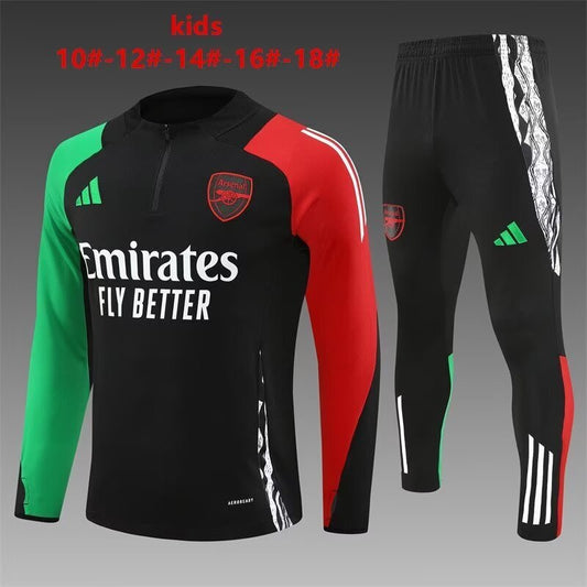 Arsenal Kids Training Suit – Black/Red/Green Edition