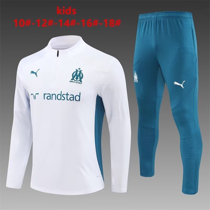 Olympique Marseille Kids Training Suit – White & Teal