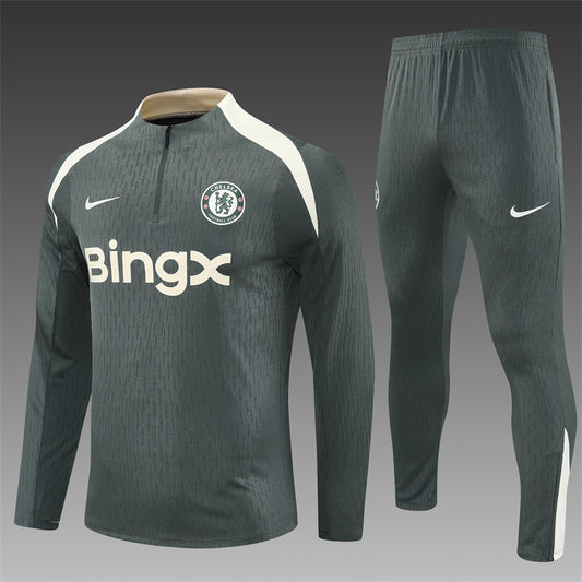 2025/26 Chelsea Army Green Half Pull Training Suit (Adults&Kids)
