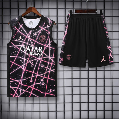 25/26 PSG Kids Training Vest Suit – Black & Pink Edition